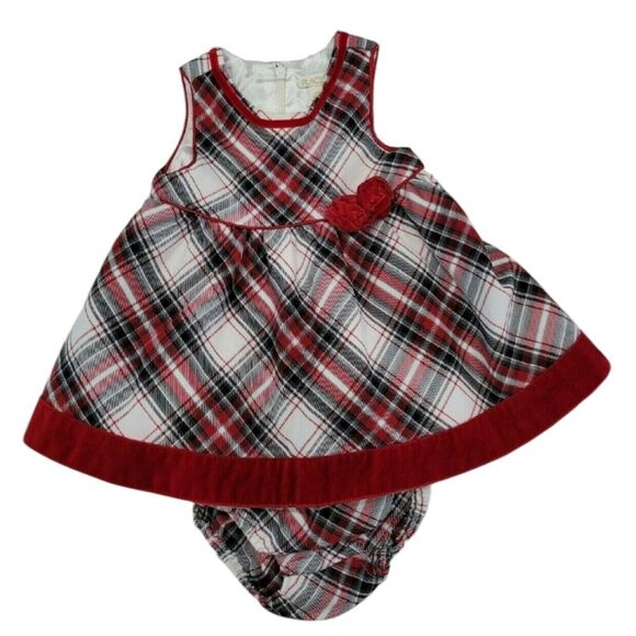 Plaid holiday dress matching bloomers - Picture 1 of 4